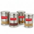 Matt Finish Transparent Steel Storage Container Set of 4, 3000 ml Each