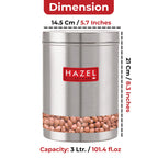 Matt Finish Transparent Steel Storage Container Set of 4, 3000 ml Each