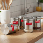 Matt Finish Transparent Steel Storage Container Set of 5, 3000 ml Each