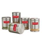 Matt Finish Transparent Steel Storage Container Set of 5, 3000 ml Each