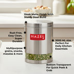 Matt Finish Transparent Steel Storage Container Set of 6, 3000 ml Each