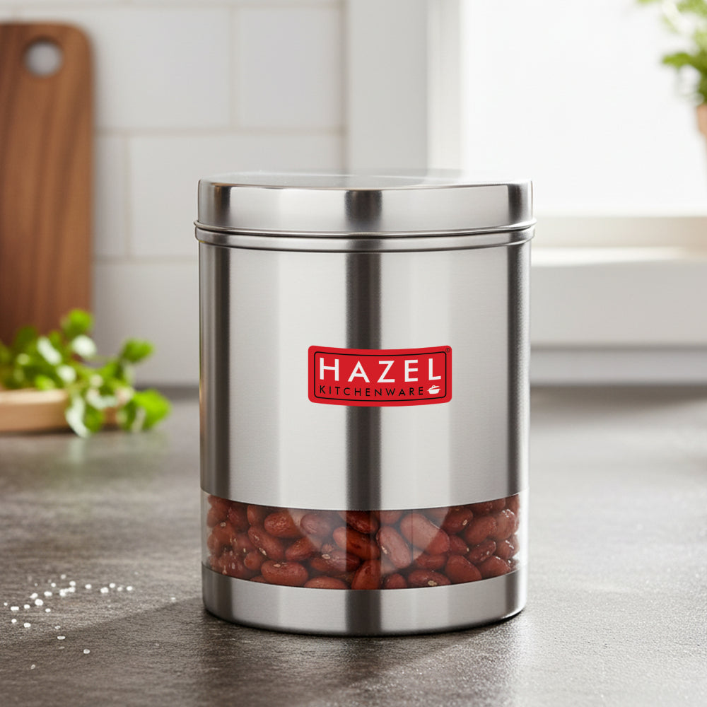 Matt Finish Transparent Steel Storage Container, 2200 ml