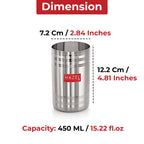 Stainless Steel Drinking Glass with Glossy Finish, 450 ml- Set of 6