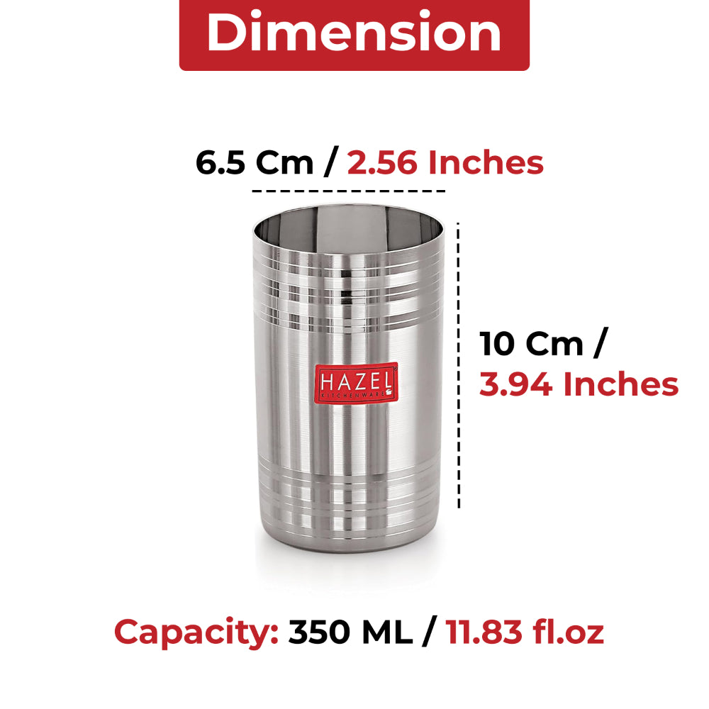 Stainless Steel Glasses for water and Juice - 350 ML (Set of 6)