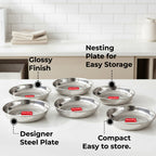 Stainless Steel Small Serving Plates - Set Of 6, 12 cm