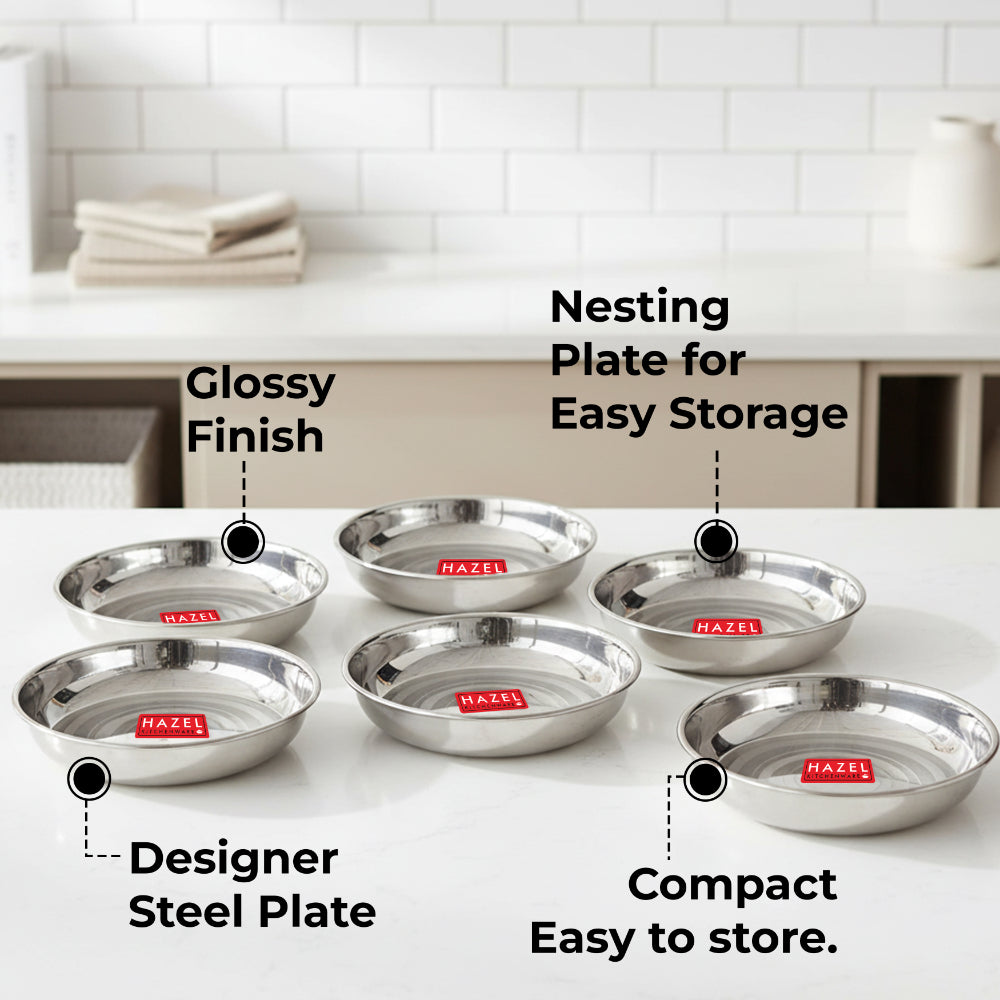Stainless Steel Small Serving Plates - Set Of 6, 12 cm