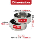 Stainless Steel Round 6L  Pressure Cooker Dabba Set Of 2, 1150ML