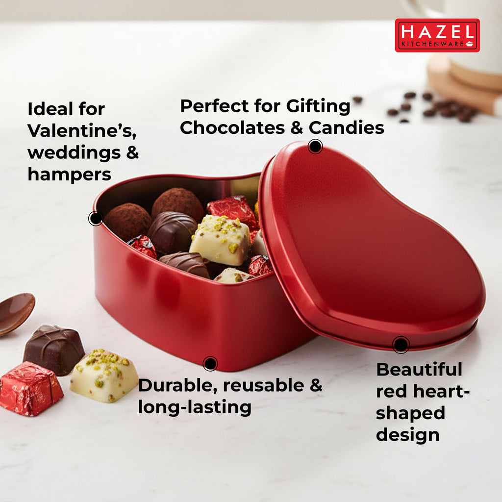 Valentine Heart Shape Tin /Gift Container – Red