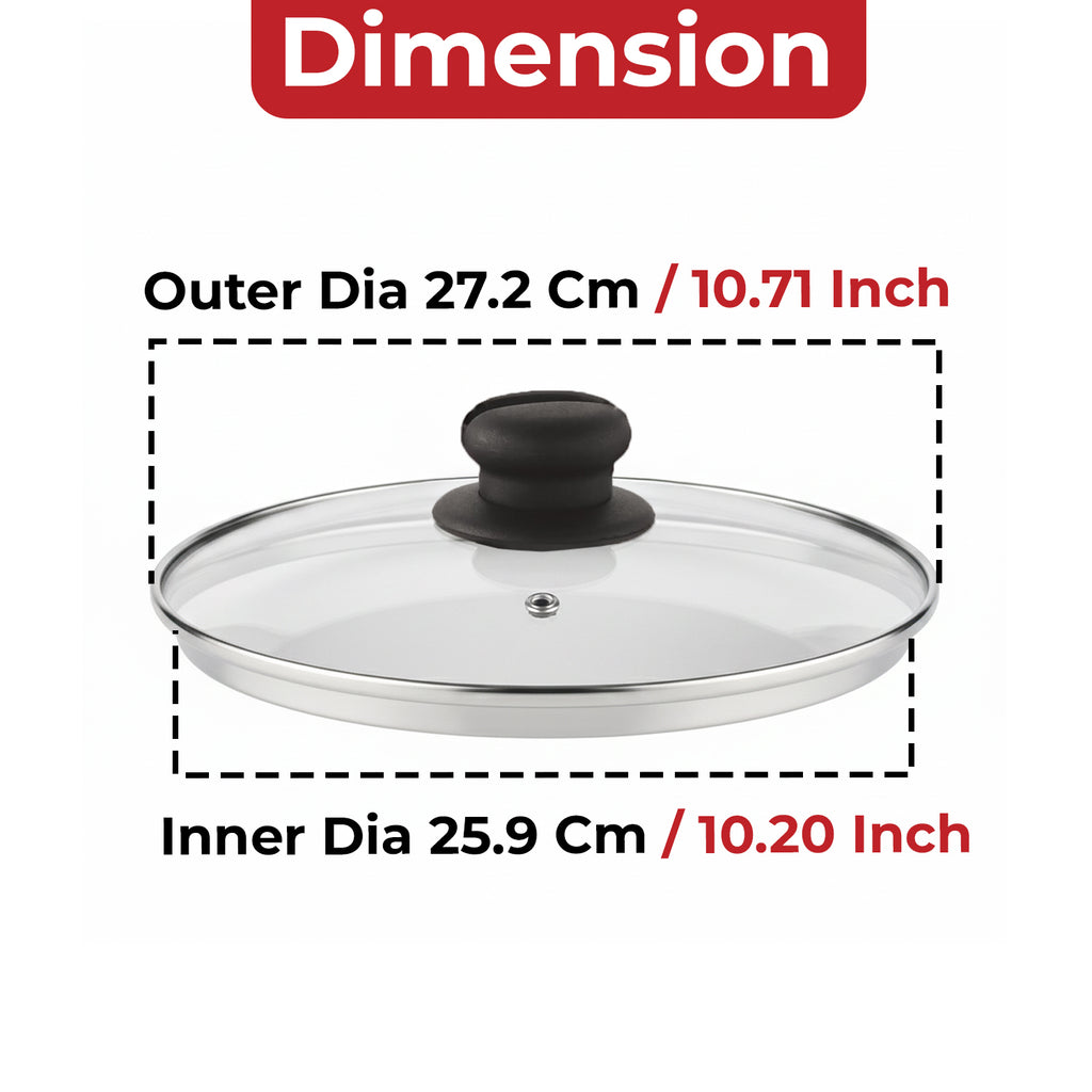 Glass Cookware Lid with Knob – 26.8 cm