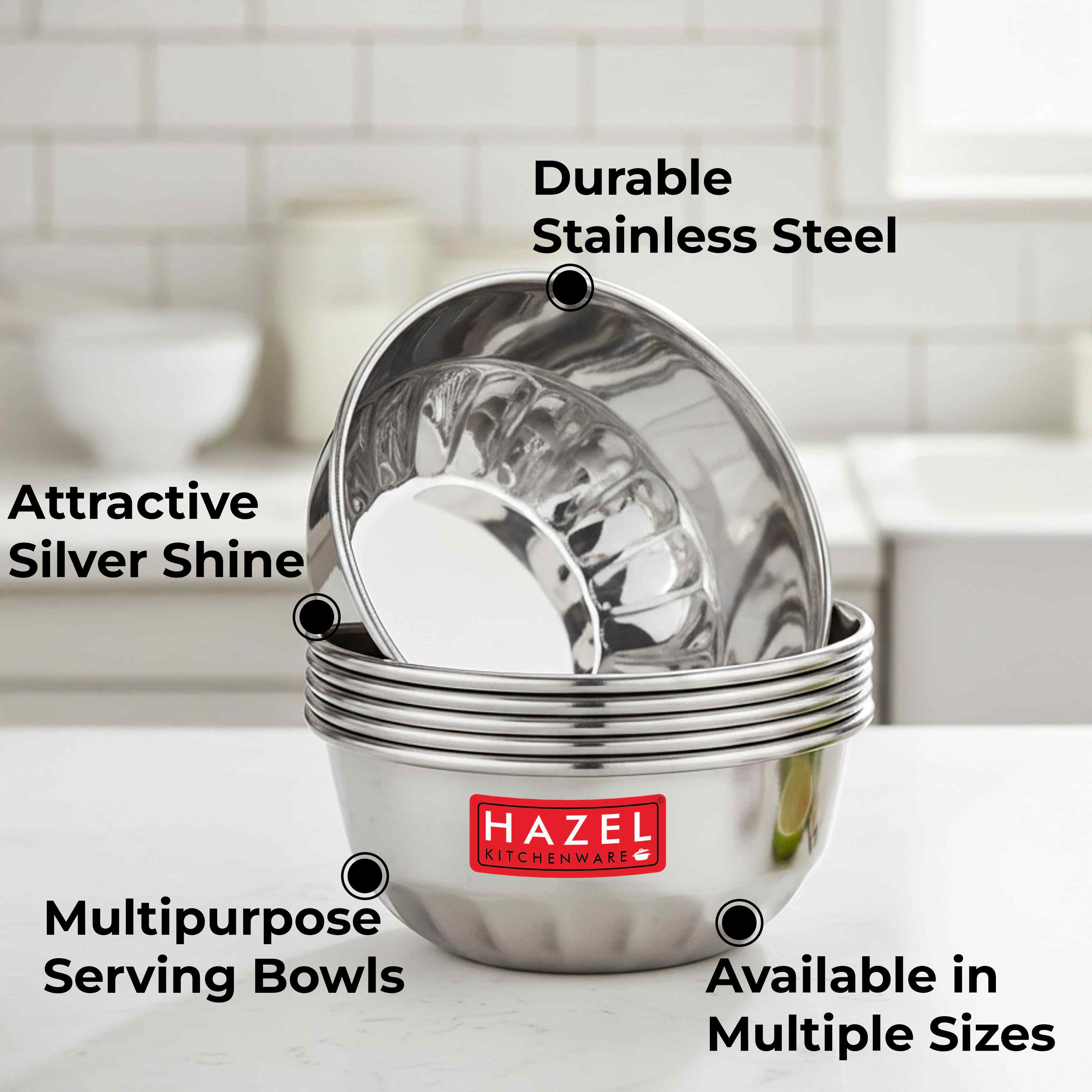 Stainless Steel Dessert Bowls Set, Serving Katori