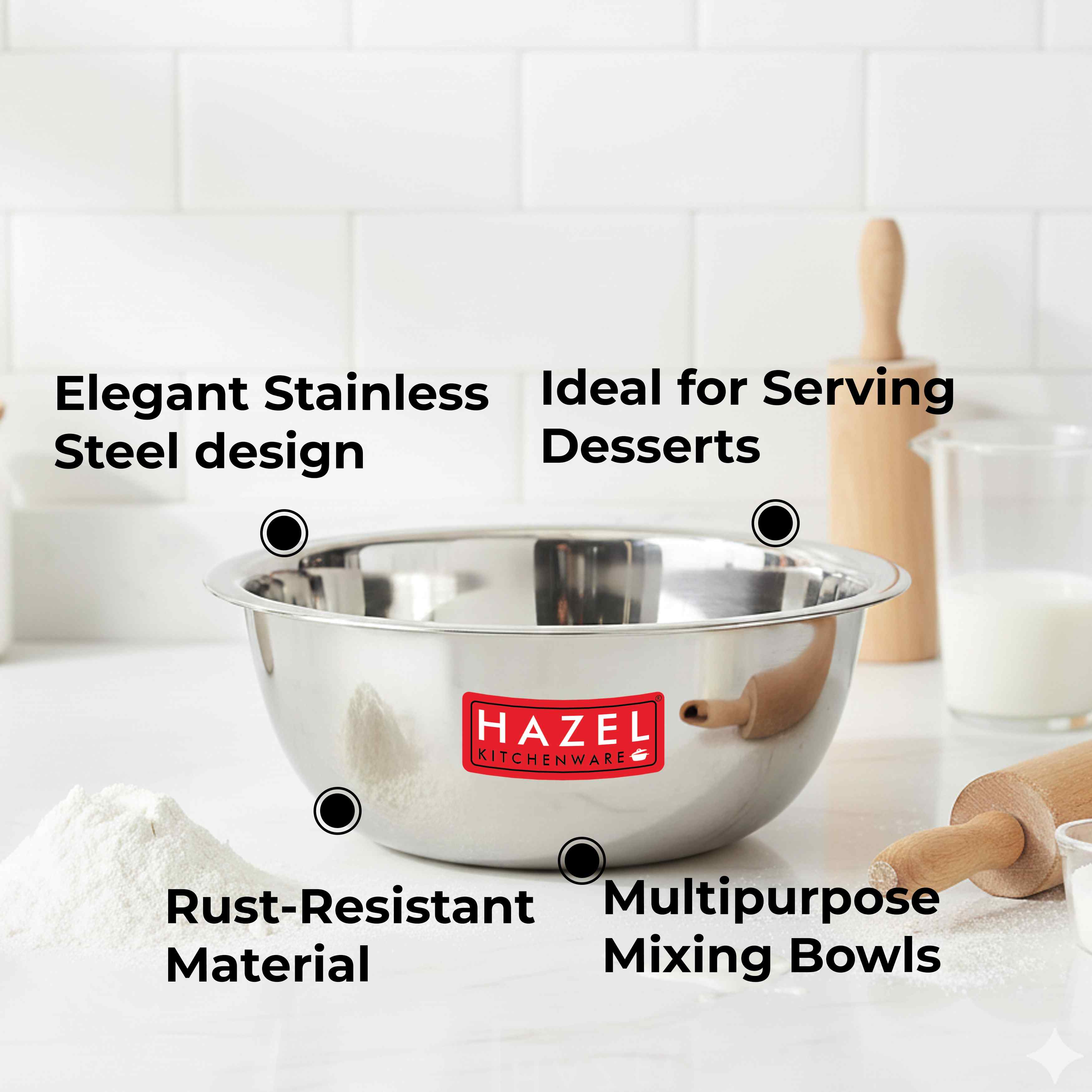 Stainless Steel Mixing Bowl Set of 2, 550 ML, 770 ML