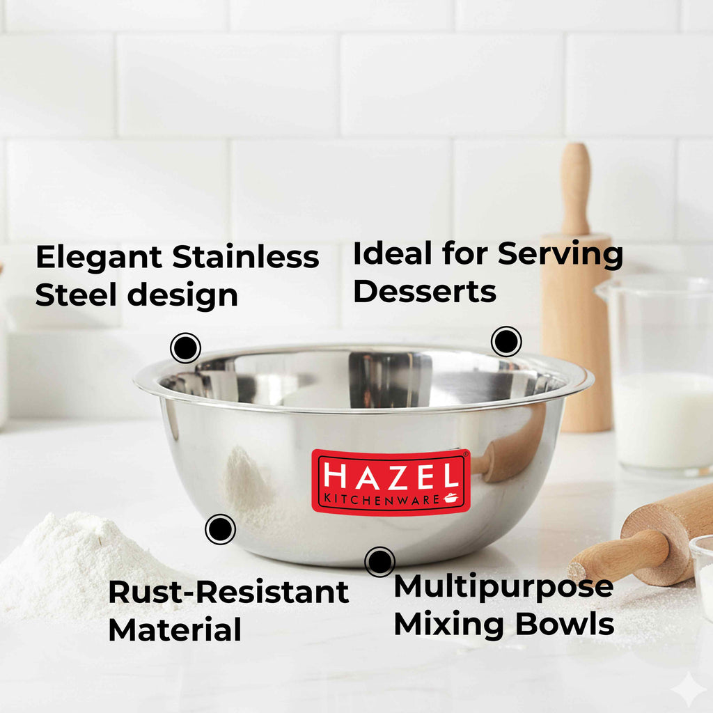 Stainless Steel Mixing Bowl Set of 2, 770 ML, 1100 ML