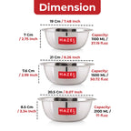 Stainless Steel Mixing Bowl Set of 3 1100, 1500, 2100 ML