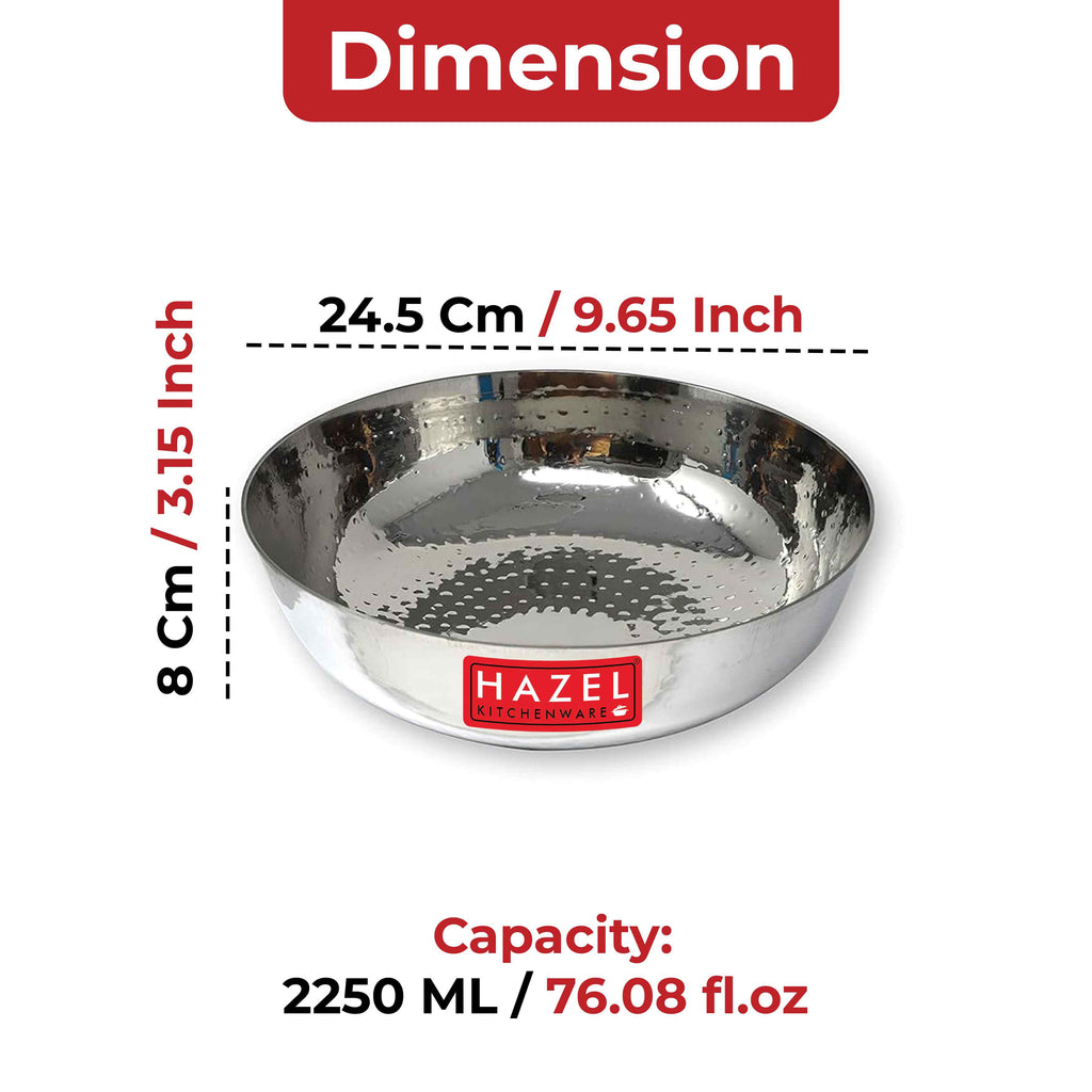 Stainless Steel Hammered Tasla Kadai - 2.25 L, 24.5cm