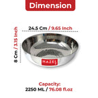Stainless Steel Hammered Tasla Kadai - 2.25 L, 24.5cm