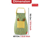 Cotton Kitchen Apron with Front Pocket – Yellow & Green — shown from above