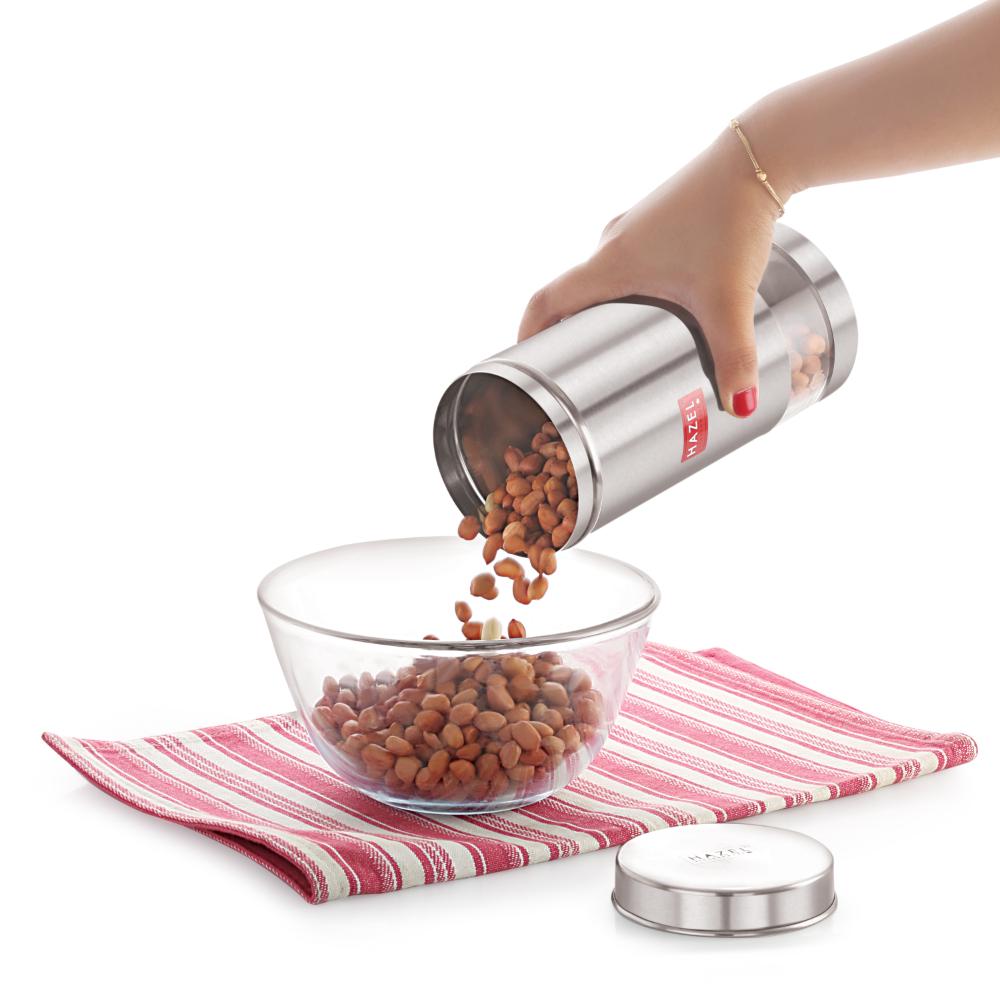 Transparent Stainless Steel Container 1 L , Set of 4