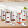 Transparent Stainless Steel Container 1 L , Set of 5