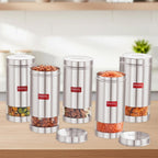 Transparent Stainless Steel Container 1 L , Set of 5