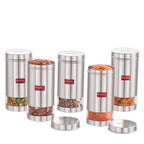 Transparent Stainless Steel Container 1 L , Set of 5