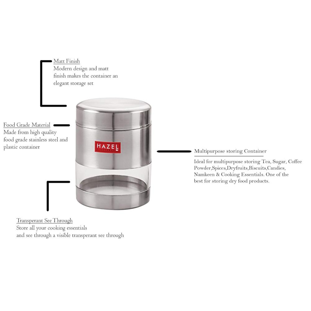 Stainless Steel Transparent Container, Matte Finish - Set of 2 - 400ML