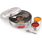 Stainless Steel Masala Dabba With 7 Wati And Small Spoon