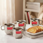 Small Stainless Steel Green Tea Cute Cup Set of 4, 100 ML (Each)