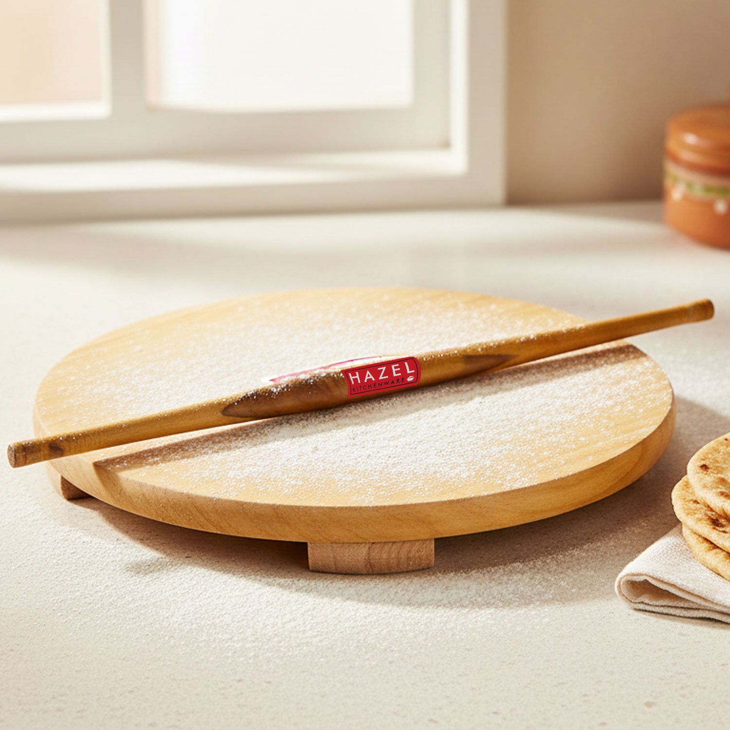 Wooden Chakla (21cm) With Sheesham  Rolling Pin(36cm)