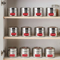 Stainless Steel Spice Container with Transparent Lid 200ml Set of 12
