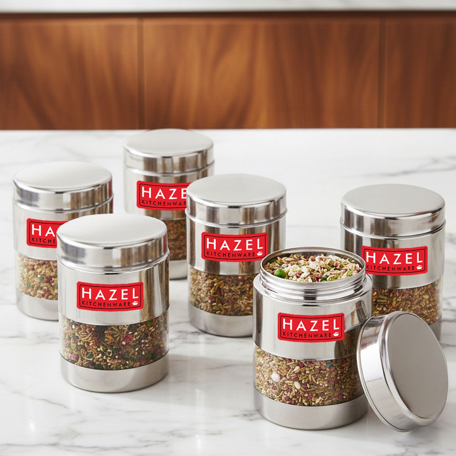 Stainless Steel Mukhwas Container – 300 ML (Set of 6)