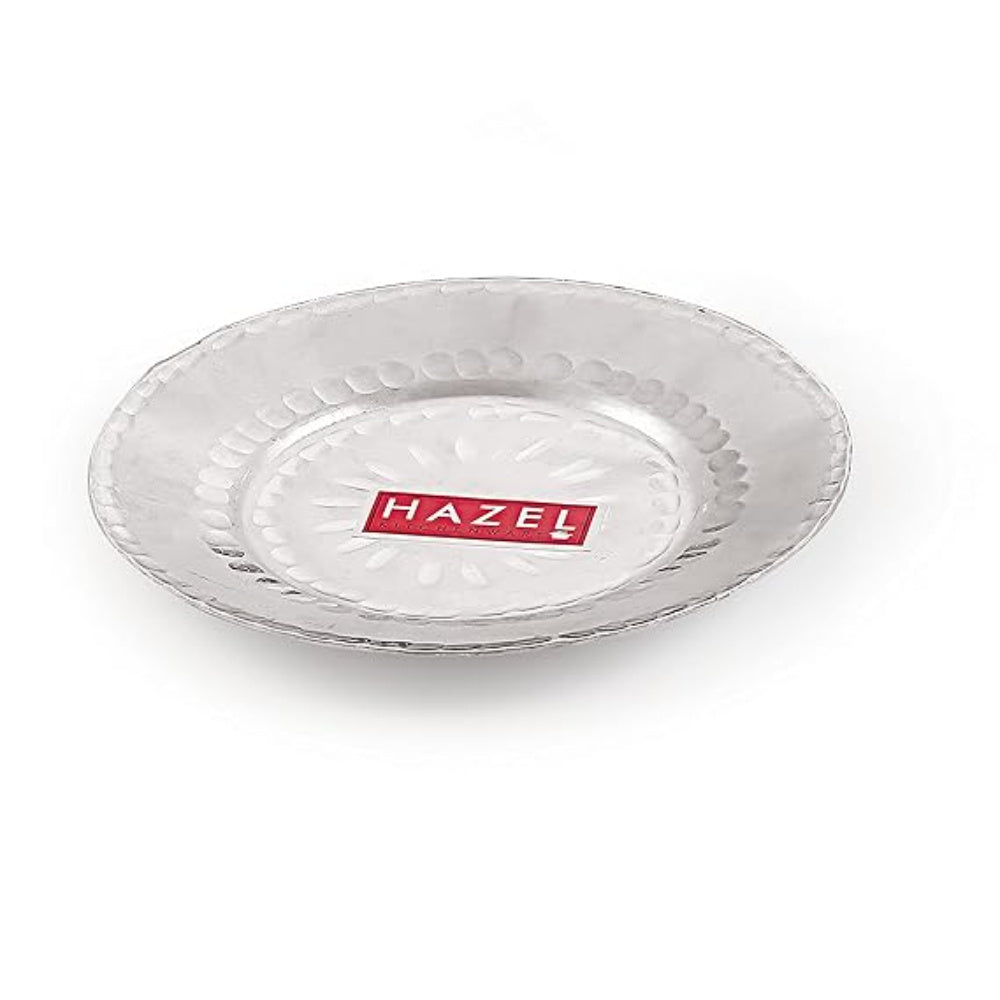 Close view of the hammered aluminium lid shown from above on a white background.
