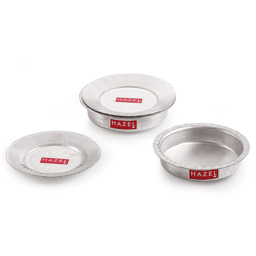 Aluminium Hammered Patila with Lid – Set of 5, (900, 1300, 1700, 2100, 2700 ML)