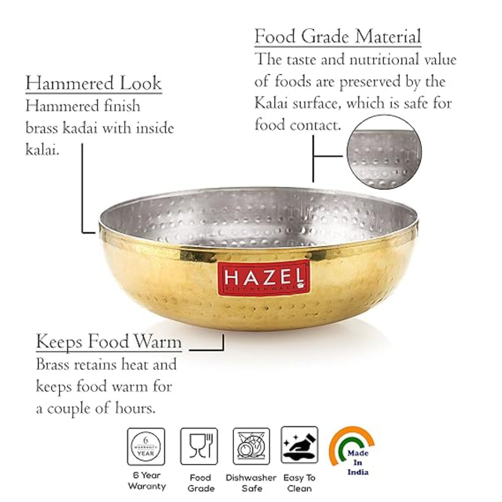 Brass Tasla with Kalai  2100 ML, 23.5 cm