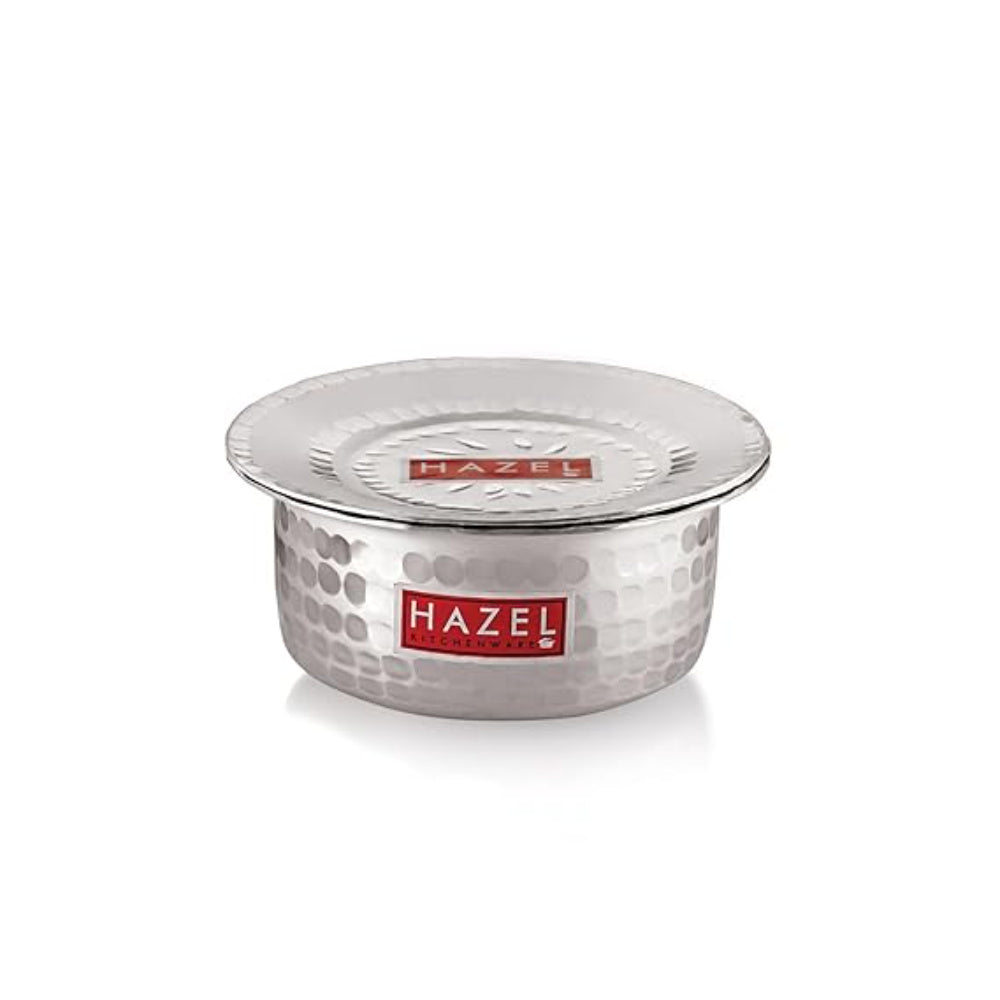 Aluminium Hammered Tope/Patila with Lid – 1300 ML, 19 cm