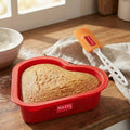 Small Silicone Heart Cake Mould with Orange Spatula