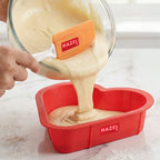 Small Silicone Heart Cake Mould with Orange Spatula
