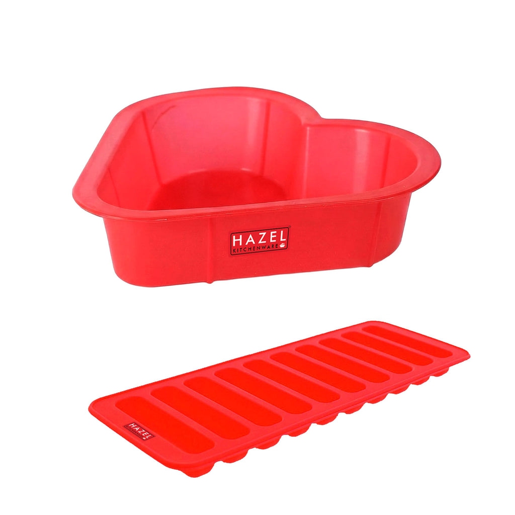 Small Silicone Heart Cake Mould with Chocolate Bar Tray(10 cavity)