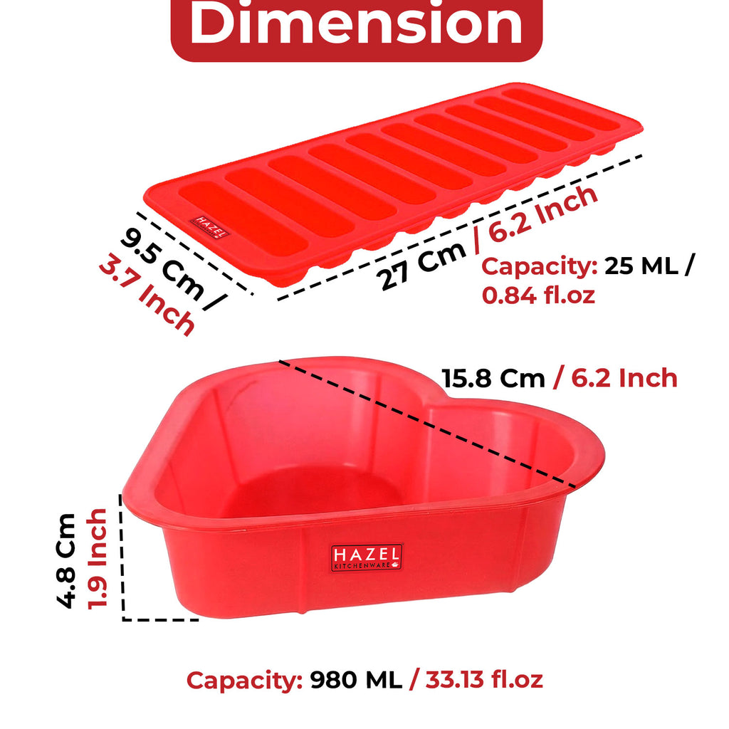 Small Silicone Heart Cake Mould with Chocolate Bar Tray(10 cavity)