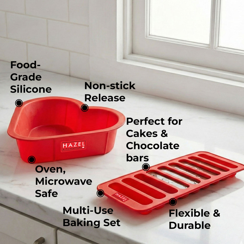 Small Silicone Heart Cake Mould with Chocolate Bar Tray(10 cavity)