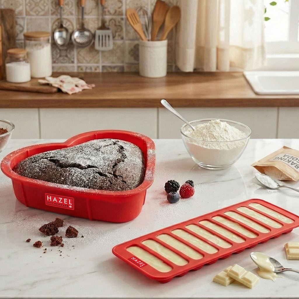 Small Silicone Heart Cake Mould with Chocolate Bar Tray(10 cavity)