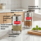 Airtight Stainless Steel Mukhwas Container with Transparent Lid, 170ml - Set of 2