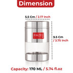 Airtight Stainless Steel Mukhwas Container with Transparent Lid, 170ml - Set of 4