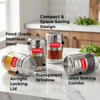 Airtight Stainless Steel Mukhwas Container with Transparent Lid, 170ml - Set of 4