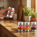 Airtight Stainless Steel Mukhwas Container with Transparent Lid, 170ml - Set of 4