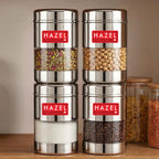 Airtight Stainless Steel Mukhwas Container with Transparent Lid, 170ml - Set of 4