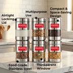 Airtight Stainless Steel Mukhwas Container with Transparent Lid, 170ml - Set of 6
