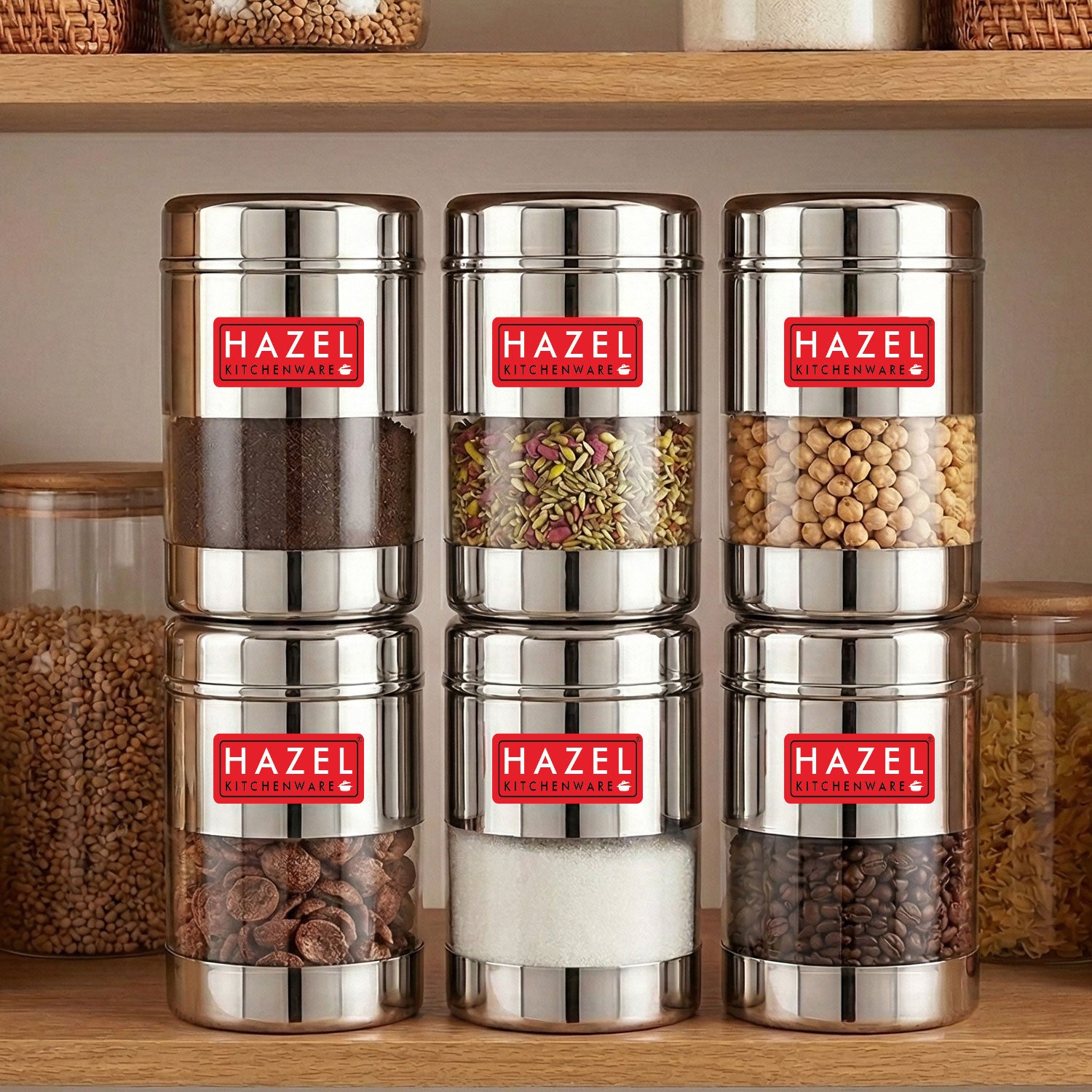 Airtight Stainless Steel Mukhwas Container with Transparent Lid