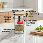 Airtight Stainless Steel Mukhwas Container with Transparent Lid, 170ml