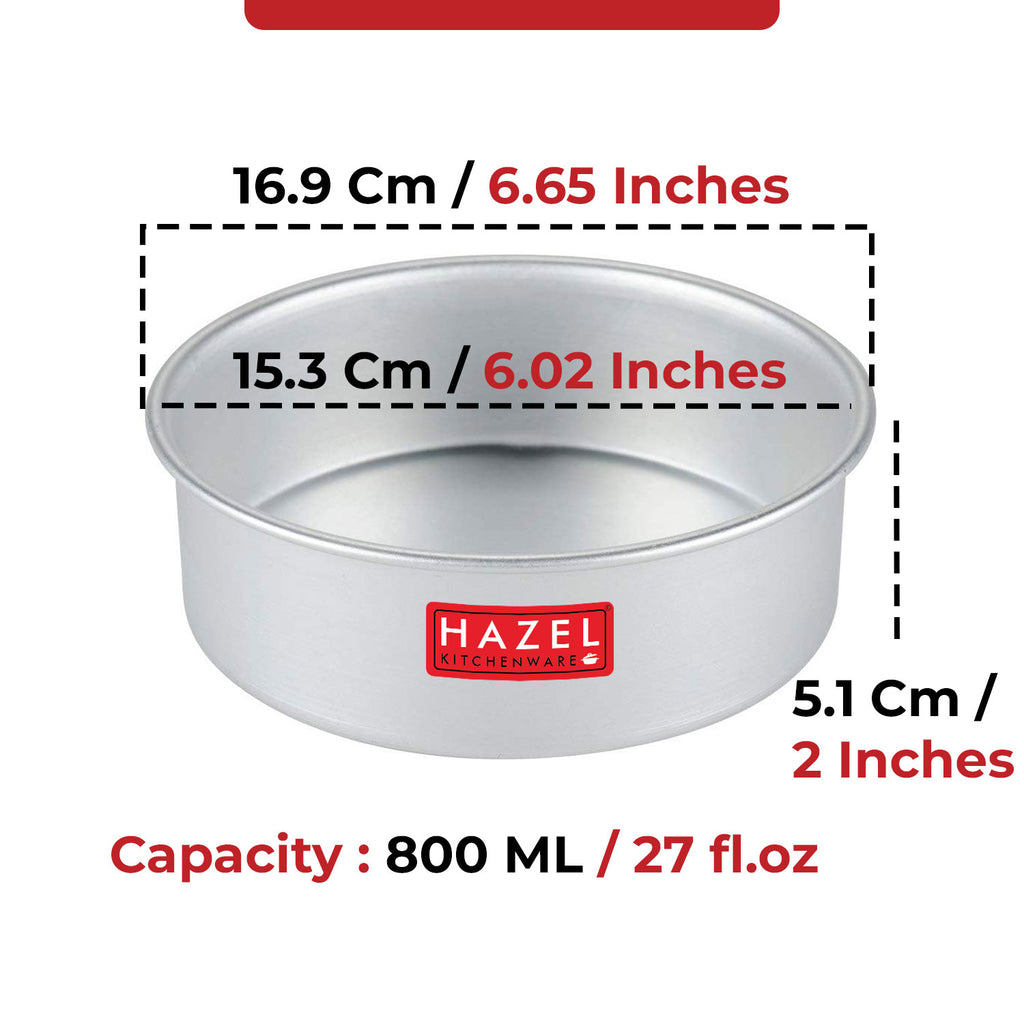 Aluminium Round Shape Cake Mould, 6 Inch