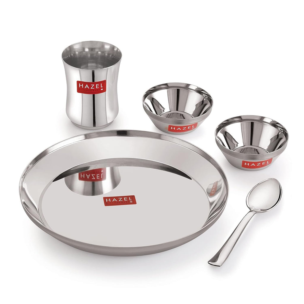 Stainless Steel Kids Dinner Set, Baby Plate, Bowl, Glass & Spoon